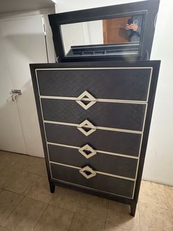 Black Dresser with Built-in Jewelry Organizer
