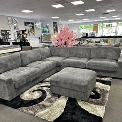 Gray Corduroy Modular sectional sofa