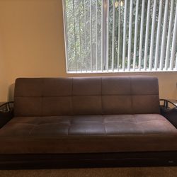 Brown Storage Futon Sofa Bed