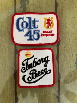 New pair of beer advertising patches colt 45 and two Borg New pair of beer advertising patches colt 45 and