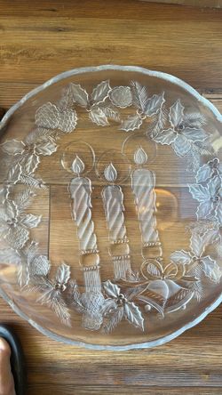 Cut glass Christmas Platter.