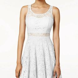 AMERICAN RAG CIE White Lace Illusion Skater Sweetheart Dress Size Small Bridal