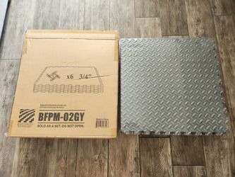 NEW 6 Pack Gray 3/4" EVA Foam Interlocking Exercise Mats