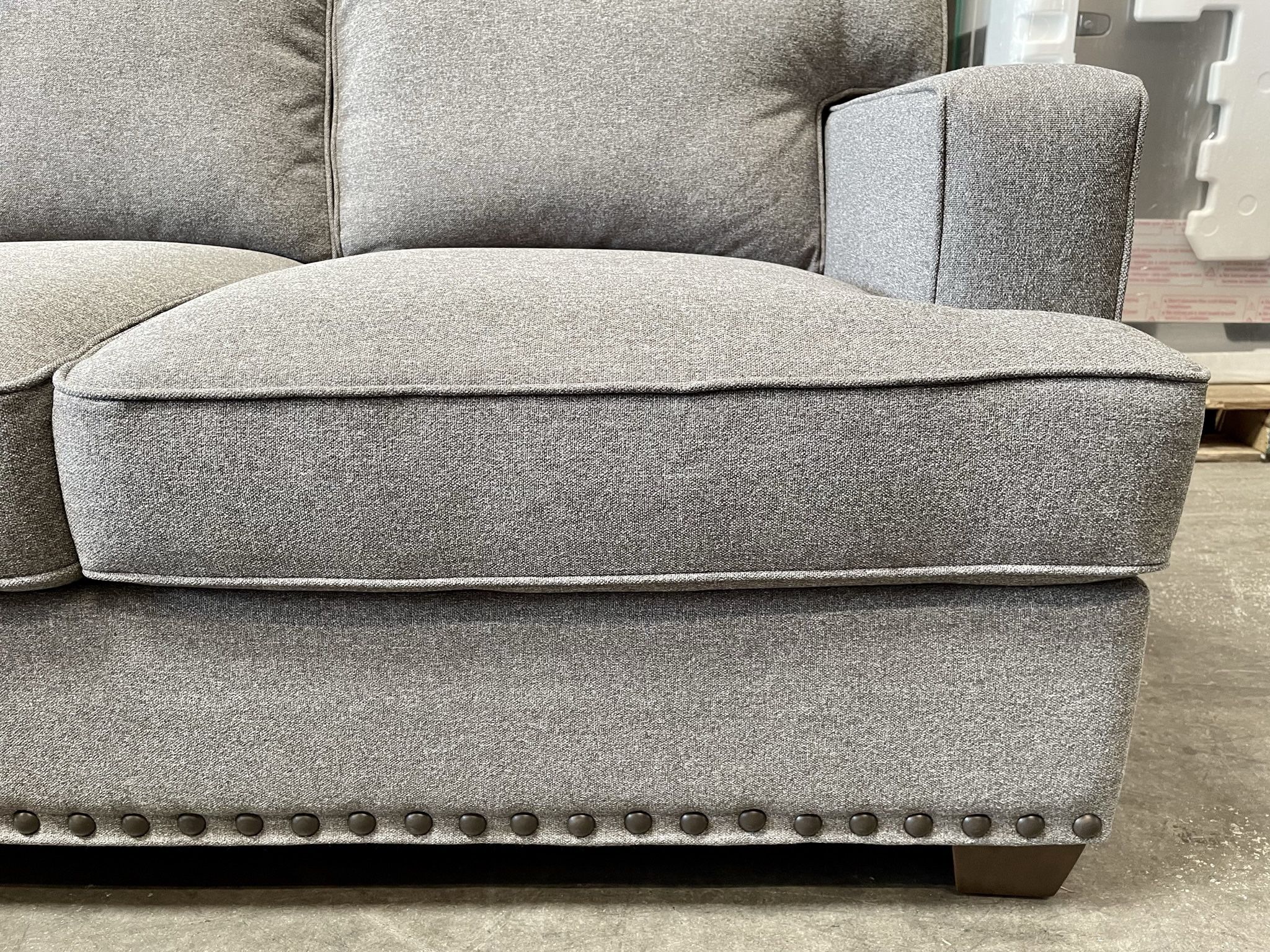 Thomasville Emilee Fabric Sectional with Storage Ottoman, Gray for Sale