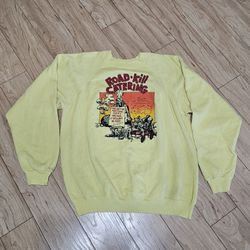 Vintage 90s Road Kill Catering Canary Yellow Crewneck Graphic Sweatshirt 23.5" x 27.5"  XL