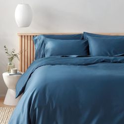 100% Organic Cotton 300 Thread Count Duvet Cover Set - Blue - NEW - $45 OBO
