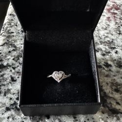 Multi-Diamond Heart Promise Ring 1/5 act tw Sterling Silver 