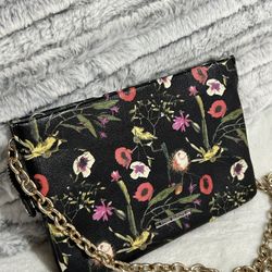 Vince Camuto CAMI Black Floral Print Leather Crossbody (Like New)