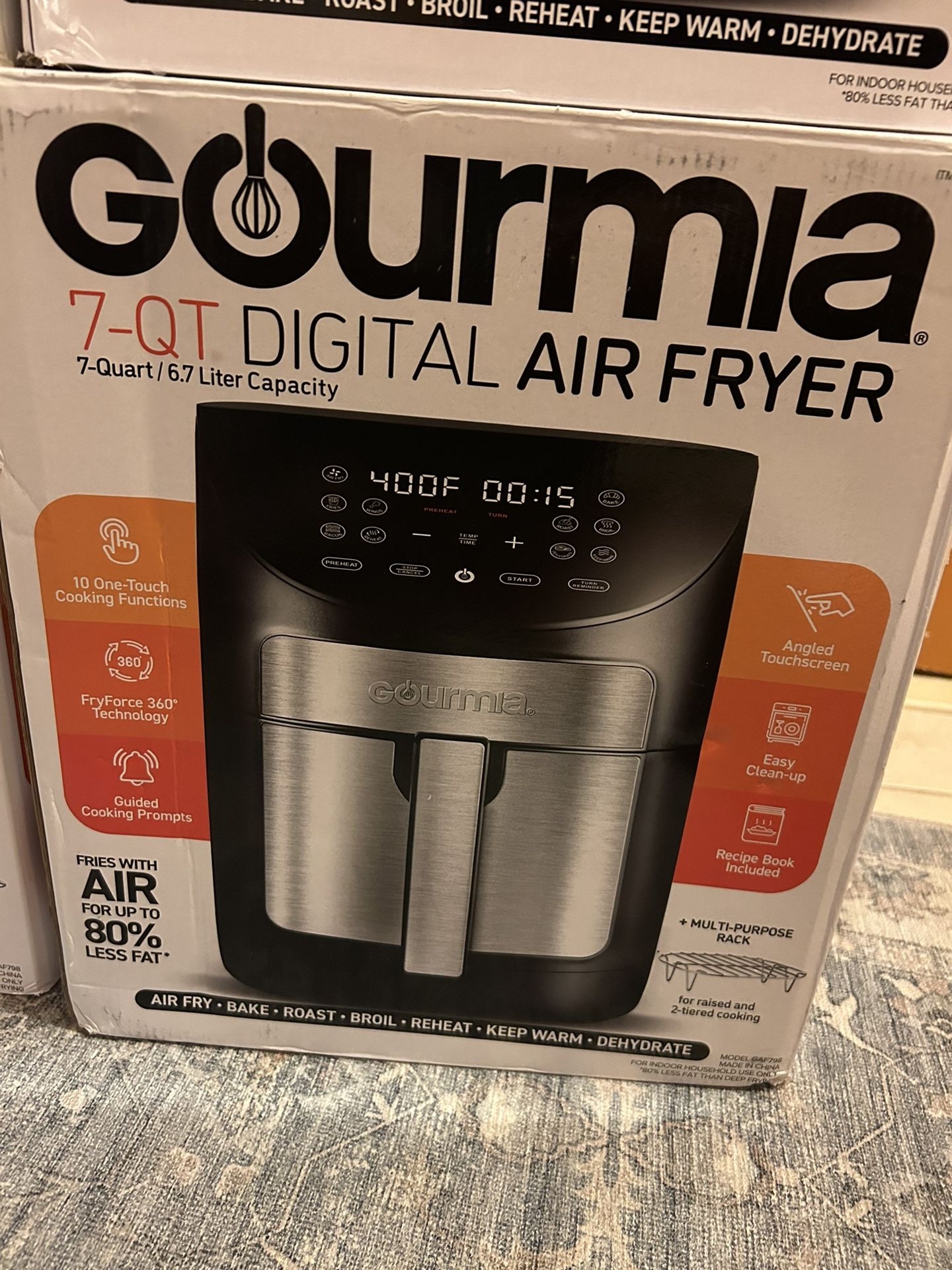 Gourmia 7 Quart Digital Air Fryer, 10 One-touch Cooking Functions -SILVER