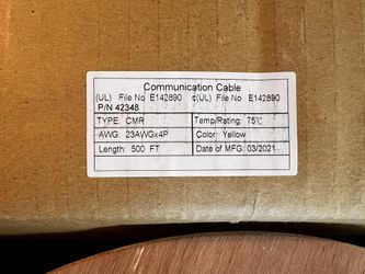 CAT 6A Half Spool. 254 Feet Left In The Spool. Asking $90 Firm. Pickup In Fort Lee Or Washington Heights.