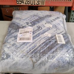 HomeRoots 579269 10 x 14 ft. Geometric Washable Indoor & Outdoor Rectangle Area Rug Navy Blue & Sky Blue-BRWH-B0GDNWG3DY
