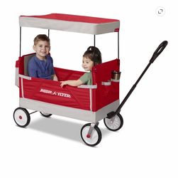 Radio Flyer, Family Wagon with Canopy, Folding Wagon, Light Gray and Red
