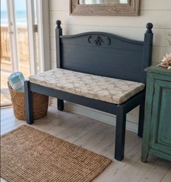One of a kind hand crafted Coastal inspired entry bench