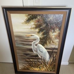 Egret Oil Painting (Vandenberg W/ Certificate Of Authenticity 