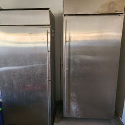 GE Monogram Stainless Seperate Side Byside Fridge And Freezer