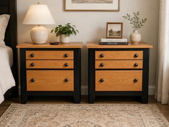 Two-Tone 2 Drawer Nightstand Set of 2