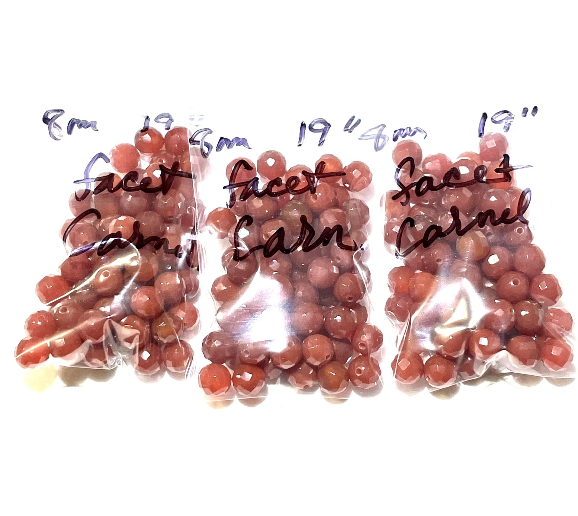 Bag Of 8mm Faceted Carnelian Beads