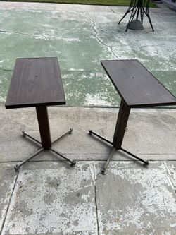 Two (2) Wood And Metal Side Tables