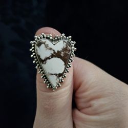 White BUFFALO HEART RING