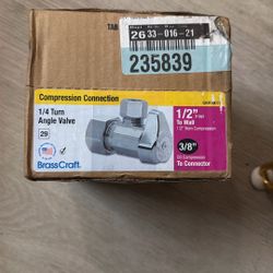 20x BrassCraft Angle Stop Valves 1/2” x 3/8” – New (Bulk Lot) 