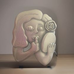 Vintage Jonette Jewerly Stylized Women With Rose In Her Hair Silver Pin Brooch