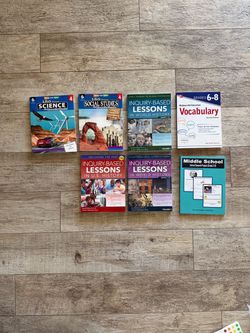 Lot of 7 Educational Workbooks Grades 4–8