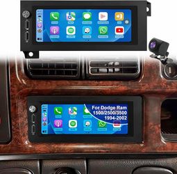 Car Stereo Radio Dodge Ram 94-2002, Jeep Wrangler 97-2002, Apple CarPlay Android Auto, Bluetooth, 6.86” Touch Screen, Backup Camera