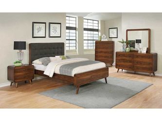 Robyn MidCentury Modern Dark Walnut Eastern King Bed