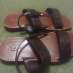 Gucci Brown Leather Sandals 