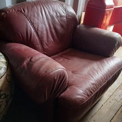 Old Burgundy Leather Chair