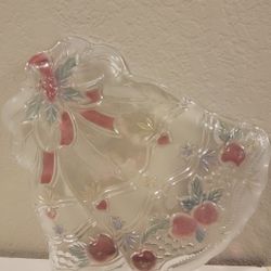 Vintage Mikasa Crystal Holiday Classic 14" By 12" Christmas Themed Bell Shaped Serving Tray