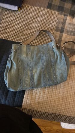 Studded Light Off blue Tote Bag Purse Vintage 