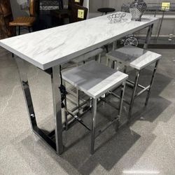 Counter Top Table Set Dining Set 4 Pcs New