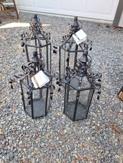 Metal and glass decorative lantern
