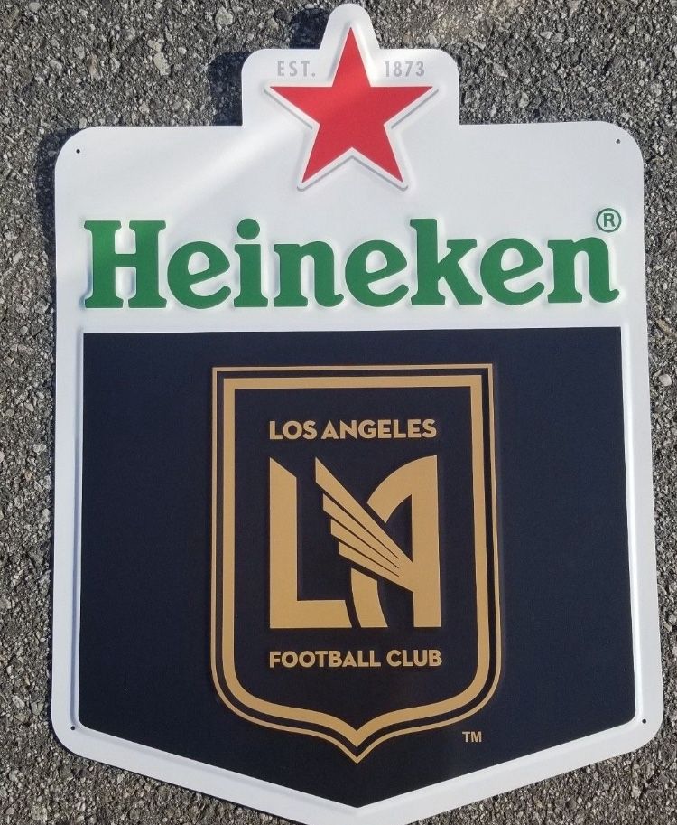 🎁 New Heineken LAFC Soccer Futbol Beer Metal Tin Bar Sign