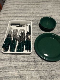 Large silverware set w/ bonus plates & bowls