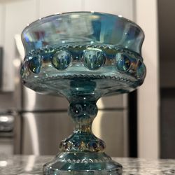 Indiana glass Kings Crown Compote Blue