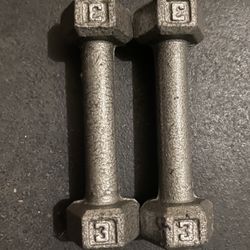 3 Lbs HEX Cast Iron Dumbbells