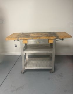 John Boos & Co Cucina Elegante Butcher Block Stainless Steel Kitchen Island Cart – $400 OBO