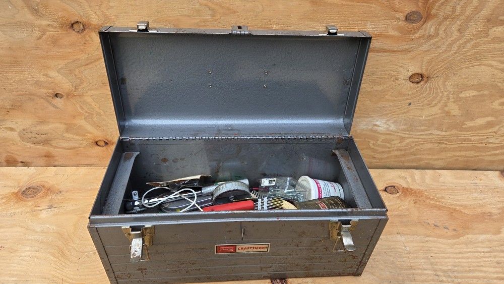 Sears Craftsman Toolbox w/ Assorted Tools – Vintage Metal