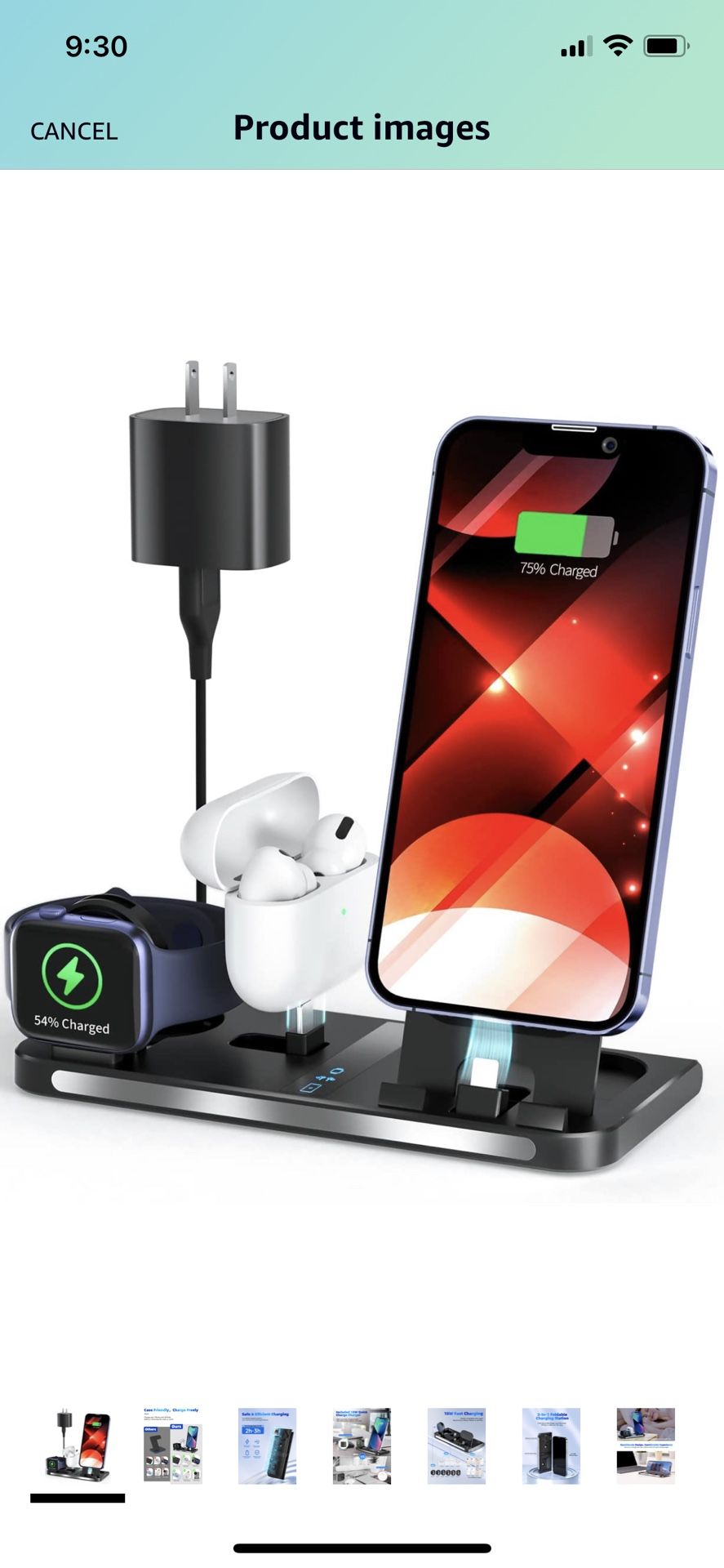 3 in 1 Charging Station, Foldable Charging Stand for Multiple Apple Devices Compatible with iPhone, iWatch, Air Pods, 18W Fast Charge Portable Travel