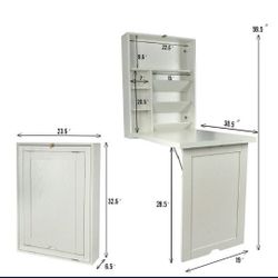 Elecwish Wall Mounted Table Desk Convertible Floating Desk Fold Out Space Saver Chalkboard, White