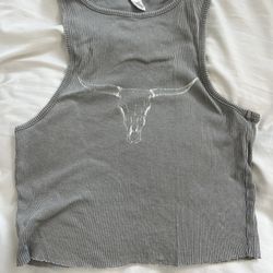 Grey Cowgirl Crop Top 