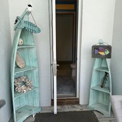 2 Wooden Boat shaped Cabinets 