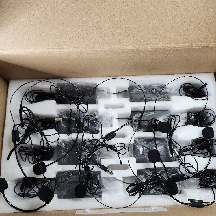 Tbaxo Wireless Microphone System UHF 8 Channel 8 Lavalier 8 Bodypacks 8