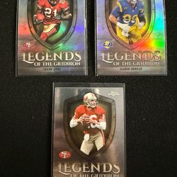 Topps Chrome Legends of the Gridiron Cards - Frank Gore, Aaron Donald, Joe Montana