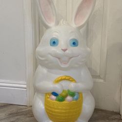 RARE "Empire" Plastic Lighted Blow Mold Easter Bunny Basket 34" Needs Light Bulb