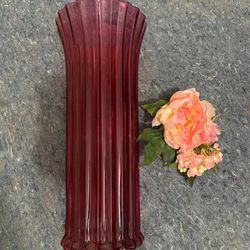 Unique & Tall Red Flower/Plant Vase