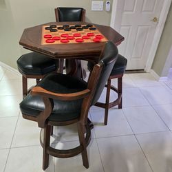 Bar height pub style gaming table and stools