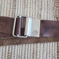 Handmade Brown Soft Genuine Leather Belt With Metal Slide Buckle  31"-35" Waist